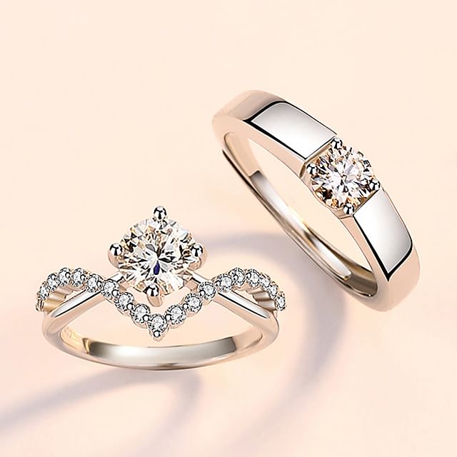 Tinseltown-Couple Matching Rhinestone Open Ring