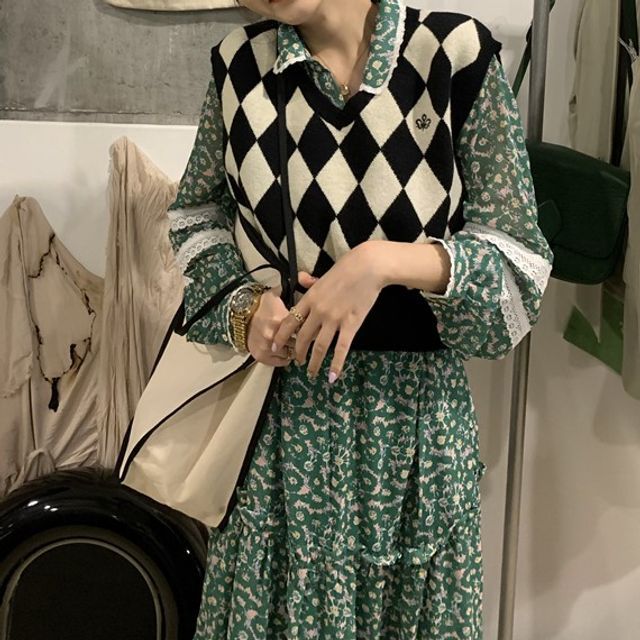 Sigasun - Long-Sleeve Floral Print Midi 