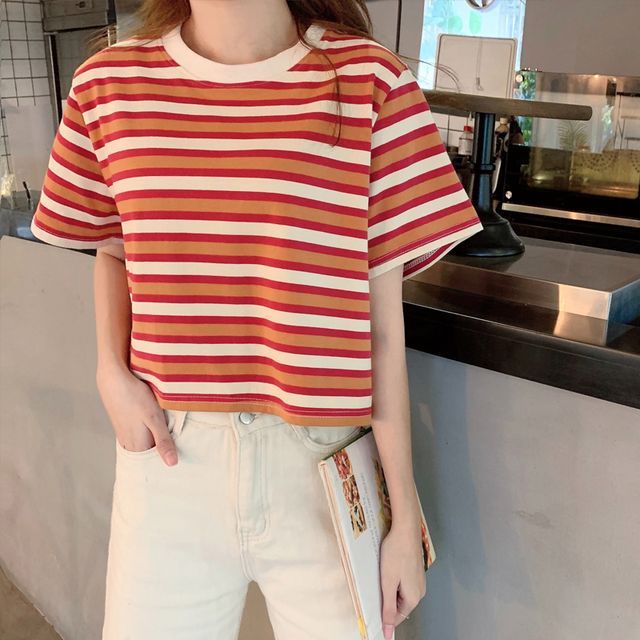 Juku Girls - Short-Sleeve Striped T-Shirt | YesStyle
