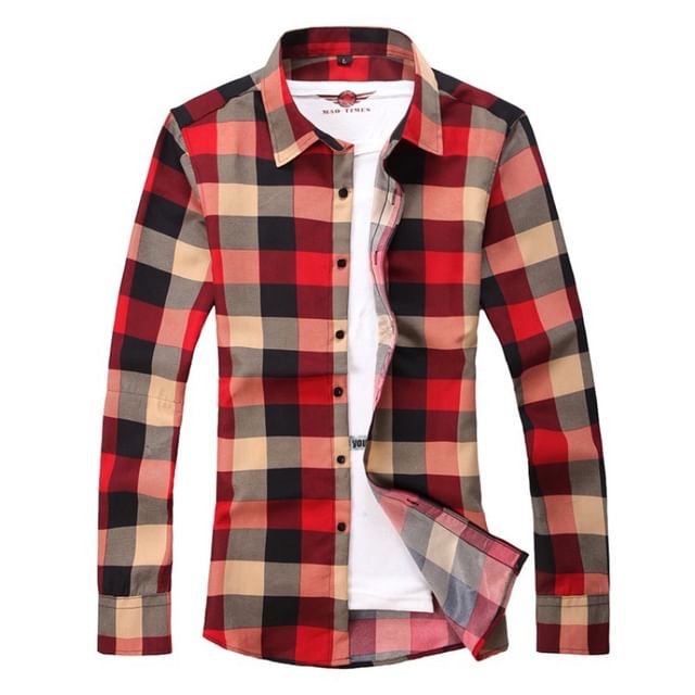 Sheck-Long-Sleeve Plaid Shirt