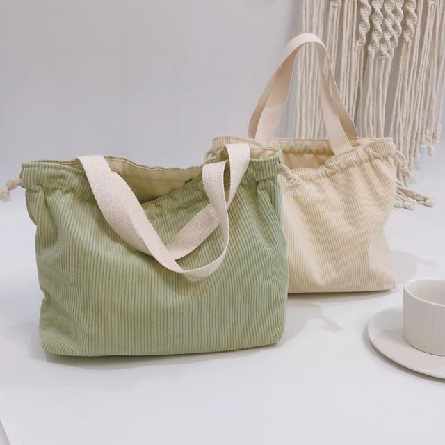 Basaran-Ribbed Drawstring Lunch Bag