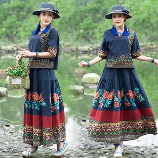 ethnic skirt top set