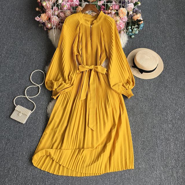 knee length dresses for ladies Carmen Black Pleated Midi Dress Plus main image 0