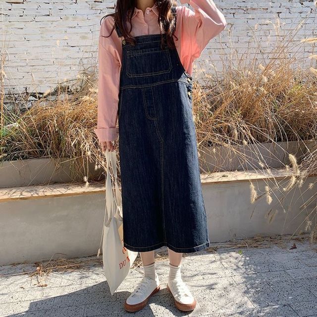 Lost Angel Vs Geek Bar PUELLA Denim Dark Blue A-Line Square Neck Midi Dress For Women Puella Lost Angel Vs Geek Bar PUELLA Denim Dark Blue A-Line Square Neck Midi Dress For Women Puella