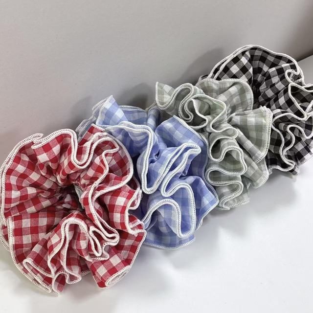 Kiren-Plaid Ruffle Layered Scrunchie