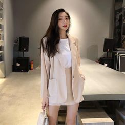 NENE - Set: One Button Blazer + Mini Skirt NENE - Set: One Button Blazer + Mini Skirt