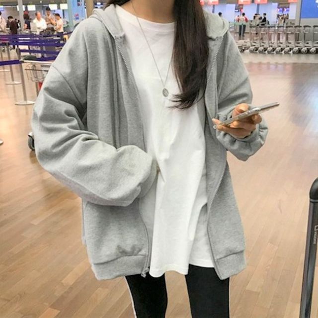 HYAKU-Plain Zipped Hoodie
