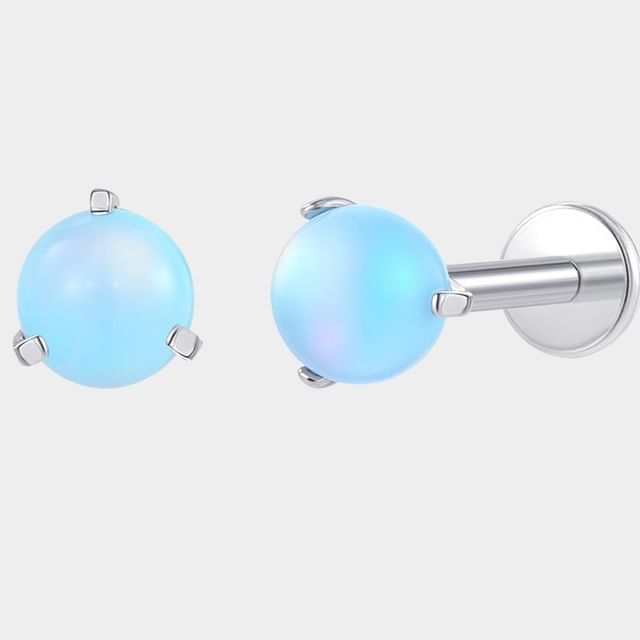 BABLIBU-Opal Bead Alloy Barbell Earring Set