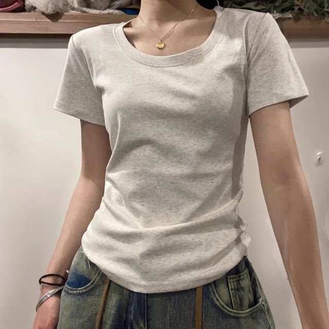 Striinkie-Short Sleeve Plain Slim-Fit Tee