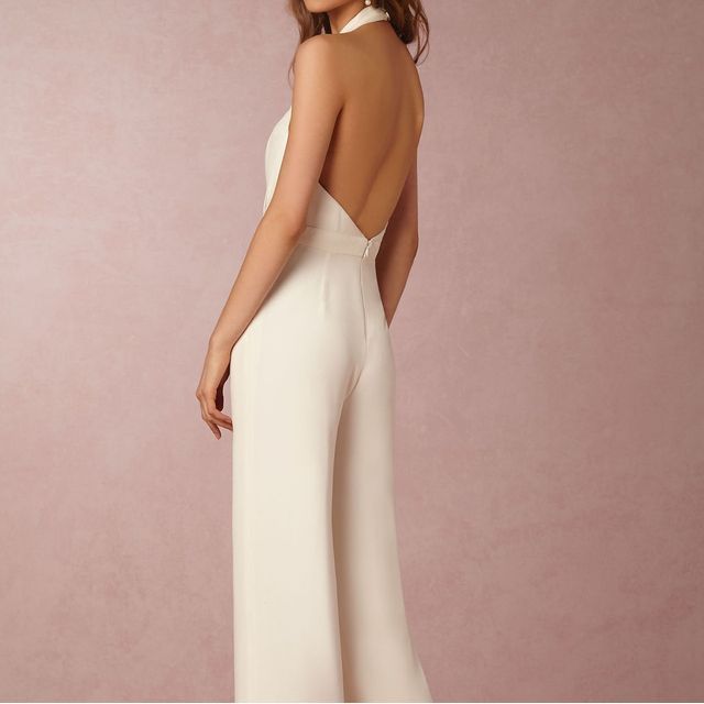 plain halter backless wide leg jumpsuit