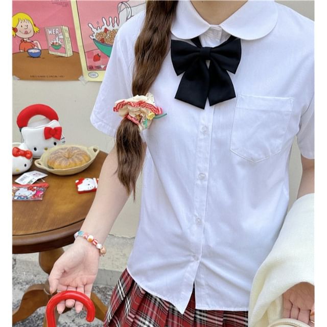 PANDAGO-Collared Plain Button Up Shirt Various Designs