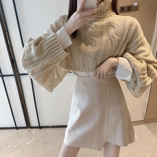 cable knit irregular hem cardigan