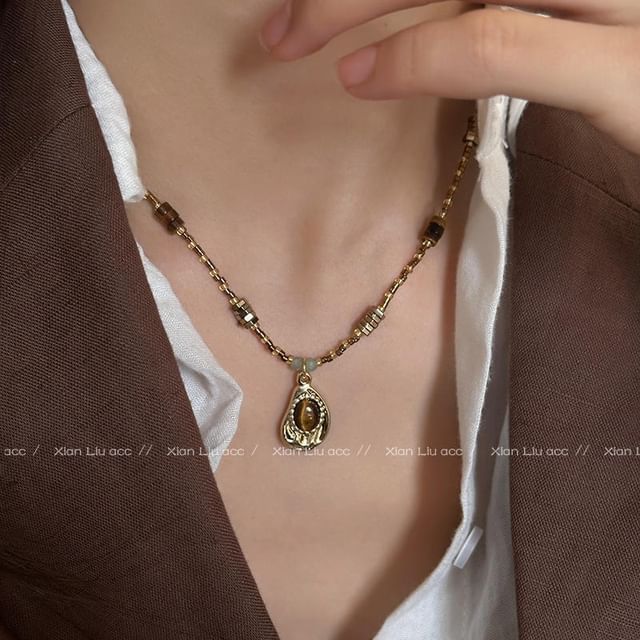 Gemsha-Beaded Necklace Geometry Pendant Necklace