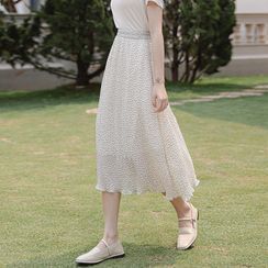 TREEZIN - Floral Midi A-Line Skirt