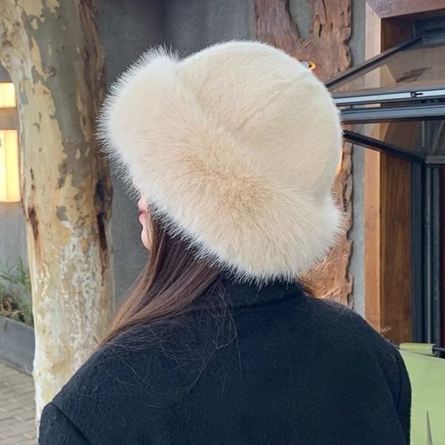 Bolgivy-Plain Fluffy Trim Brimless Cap