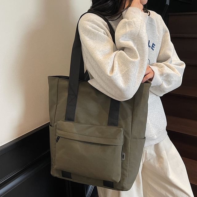 Melois-Plain Fabric Tote Bag