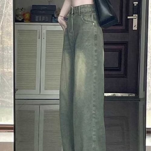 High Rise Washed Wide Leg Jeans