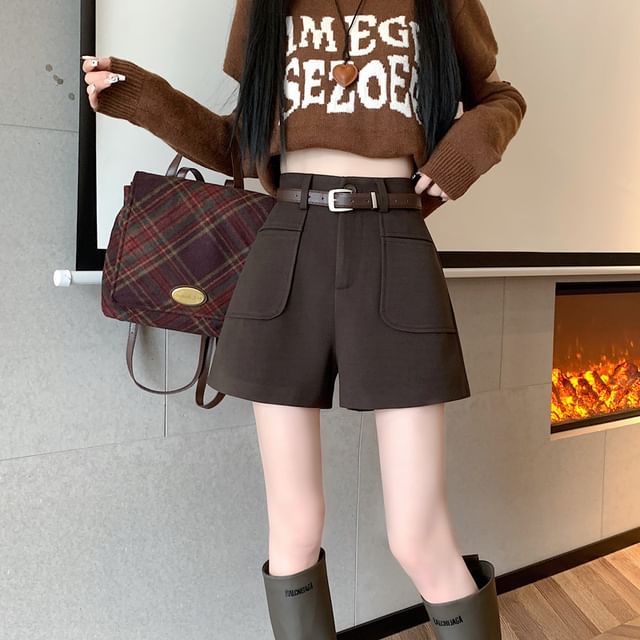 Shinsei-High Waist Plain Shorts