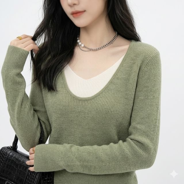 Moon City-Mock Two-Piece Knit Top