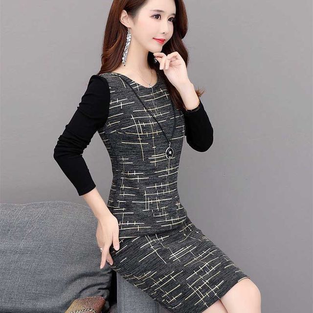 Everose-Long-Sleeve Panel Midi A-Line Dress