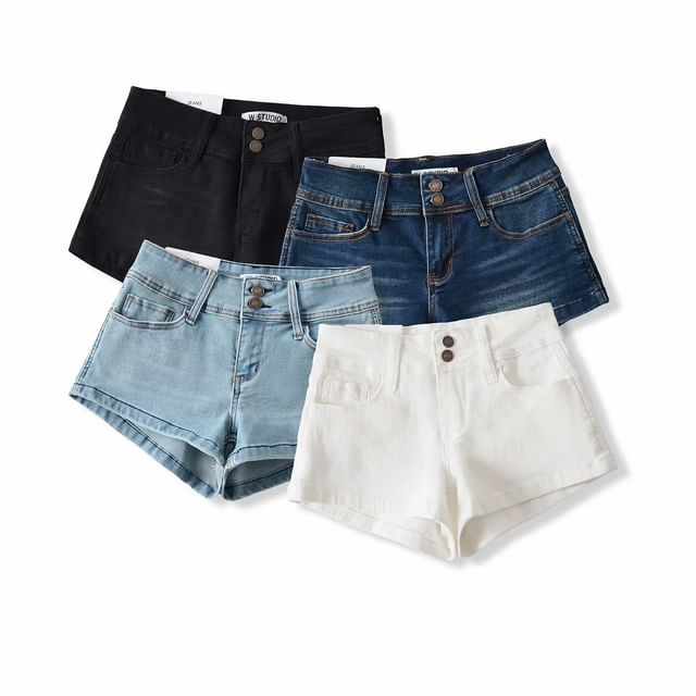 Asiris-Mid Rise Denim Hot Pants