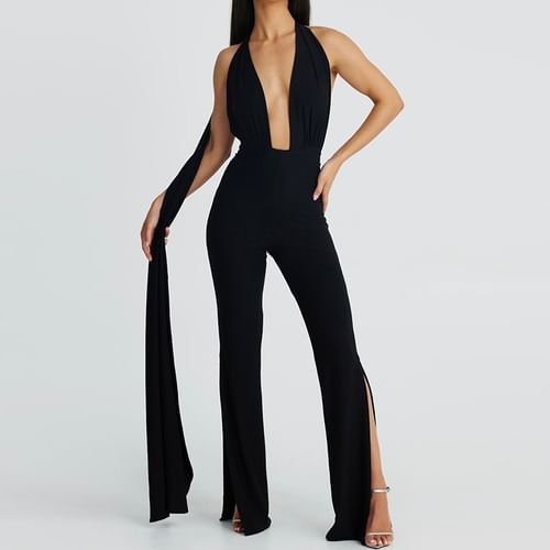 Plunge 2024 flared jumpsuit