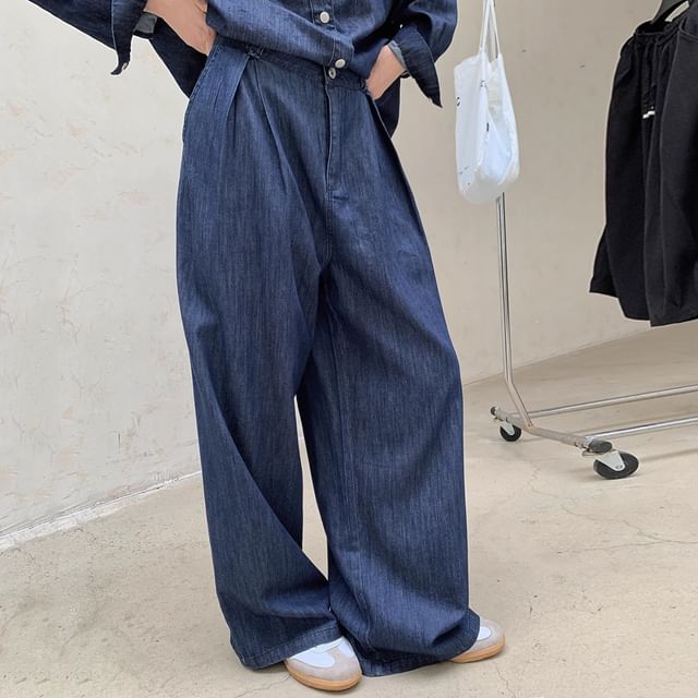 SIMPLE BLACK-Mid Waist Loose Fit Jeans