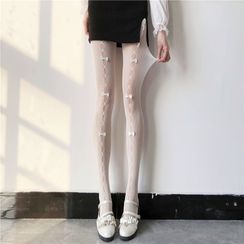 Miu B - Skull Print Fishnet Tights