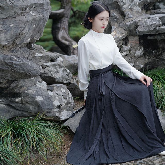 Silk Blouse A Line Black Skirt White Blouse Wrap Skirt And Blouse