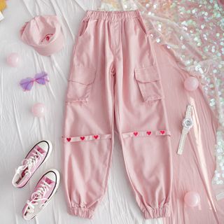 pastel pink cargo pants