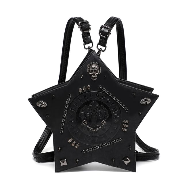Malnia Home - Star Skull Chain Embossed Studded Faux Leather 