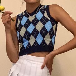 light blue cropped sweater vest
