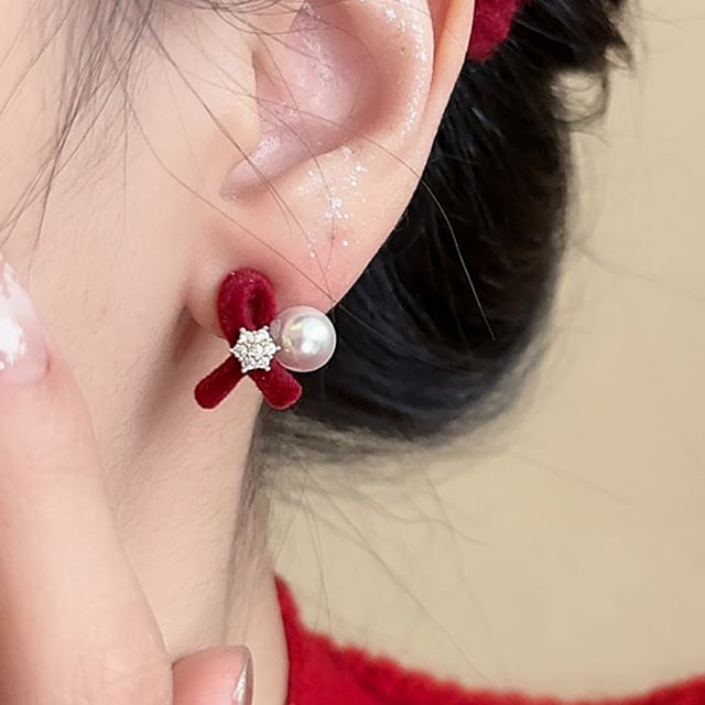 Jael-Faux Pearl Rhinestone Stud Earring