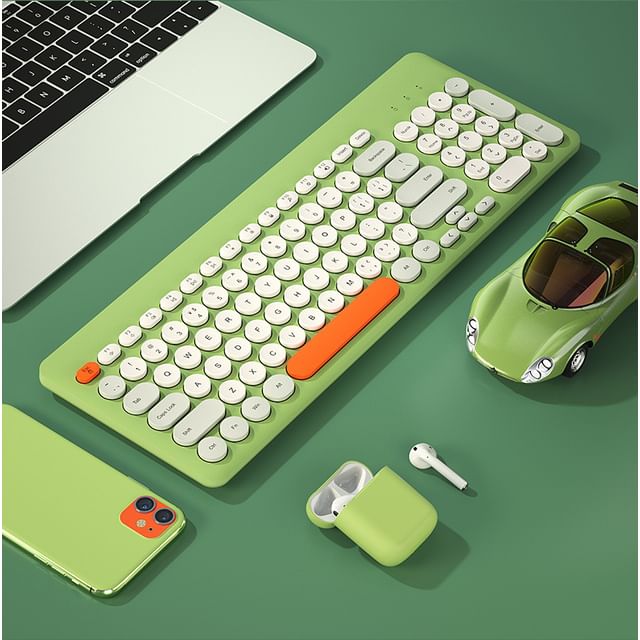 HOMTEC-Color Block Wireless USB Keyboard Mouse Set Various Designs