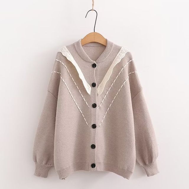 PANDAGO-Contrast Stitching Cardigan