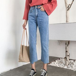 Onnell - Cropped-Straight-Jeans mit hohem Bund Onnell - Cropped-Straight-Jeans mit hohem Bund