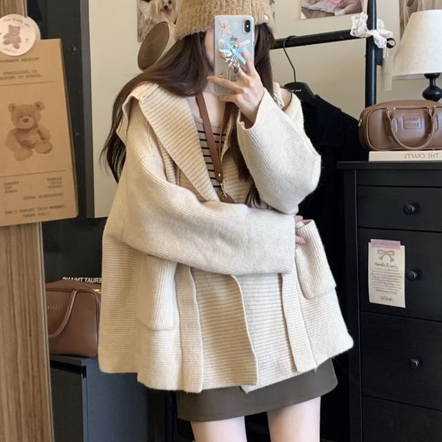 Odestra-Plain Open Front Cardigan