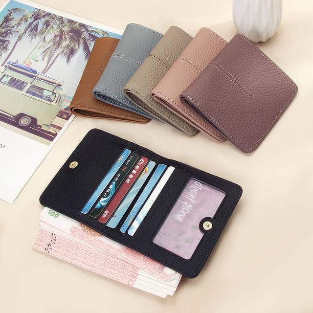 tablarosa-Genuine Leather Minimalist Small Wallet With Snap Button