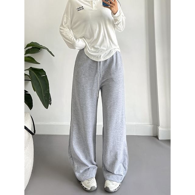 CUCURBIT-Drawstring-Waist Plain Baggy Sweatpants