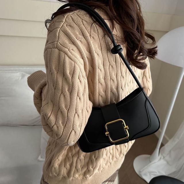 Indenis-Buckled Panel Shoulder Bag