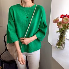 LEELIN - Round-Neck 3/4-Sleeve Top LEELIN - Round-Neck 3/4-Sleeve Top