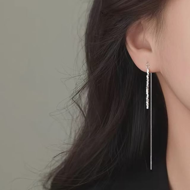Toinianimos-925 Sterling Silver Beaded Threader Earring