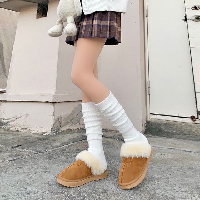 Gentiana-Plain Ribbed Knit Socks