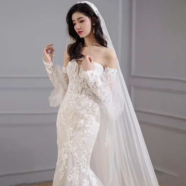 Daintonie - Floral Lace Mermaid Wedding Gown | YesStyle