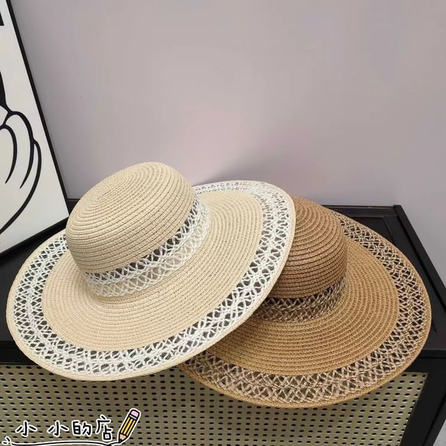FROME-Crochet Lace Trim Sun Hat