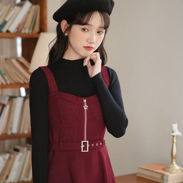 open lace back dress Cotton Dungaree Dress