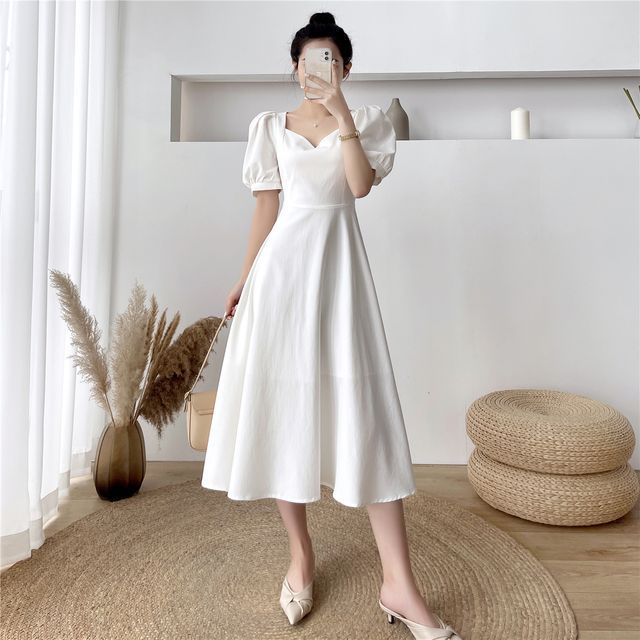 knee length dresses for ladies Simply Darling Sage Striped Flutter Midi Dress