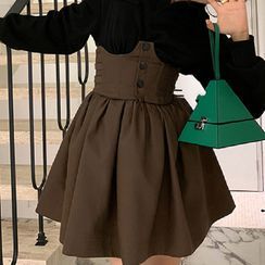 EYASHU - Button-Up Corset Mini A-Line Skirt