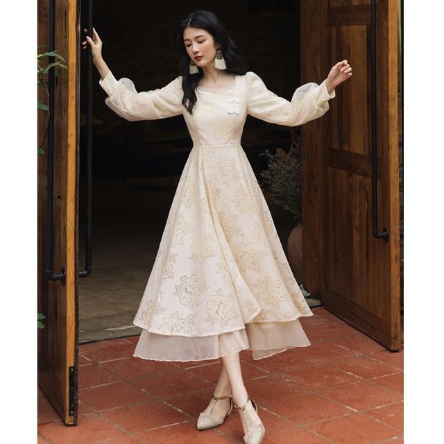 chinese dress ladies Amazon.com: Womens Vintage Evening Dress Lace 3/4 Sleeve Prom Gown Formal  Midi Dresses Scoop Neck A Line Chiffon Cocktail Dress : Clothing, Shoes &  Jewelry main image 1