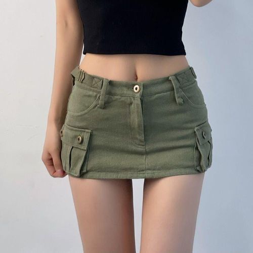  Tooling Denim Miniskirt ins hot Girl high Waist Army